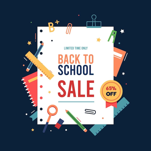 Free vector flat design back to school sales concept