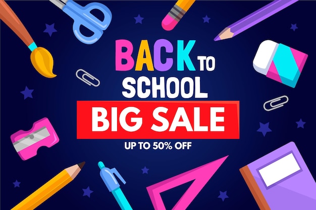 Free vector flat design back to school sales concept