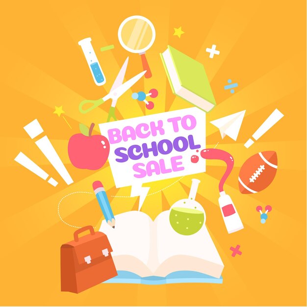 Flat design back to school sales