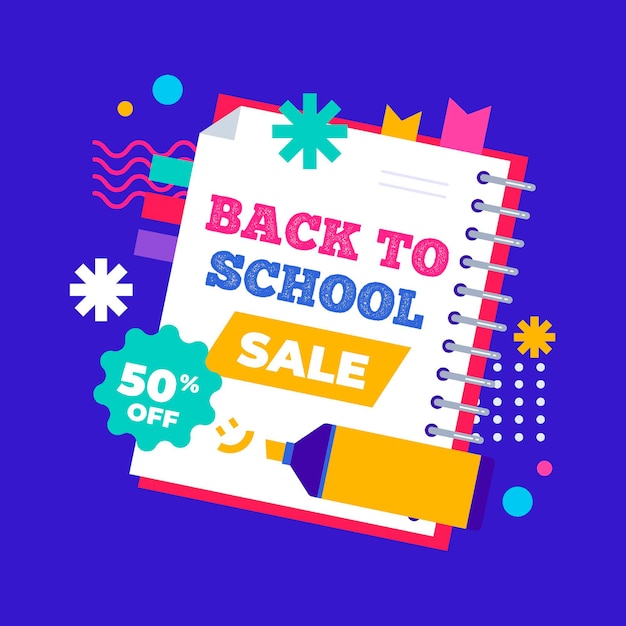 Flat design back to school sales