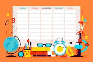 Free vector flat design back to school timetable