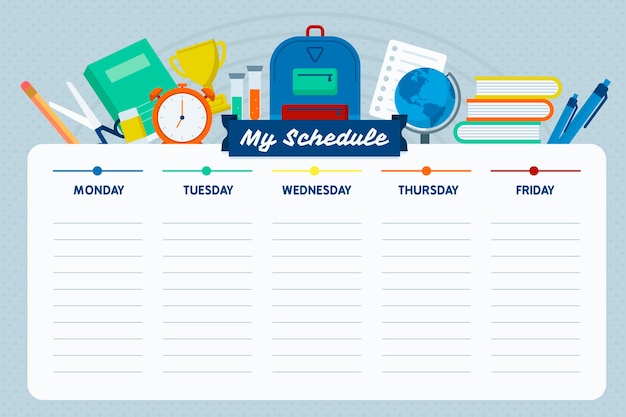 Flat design back to school timetable