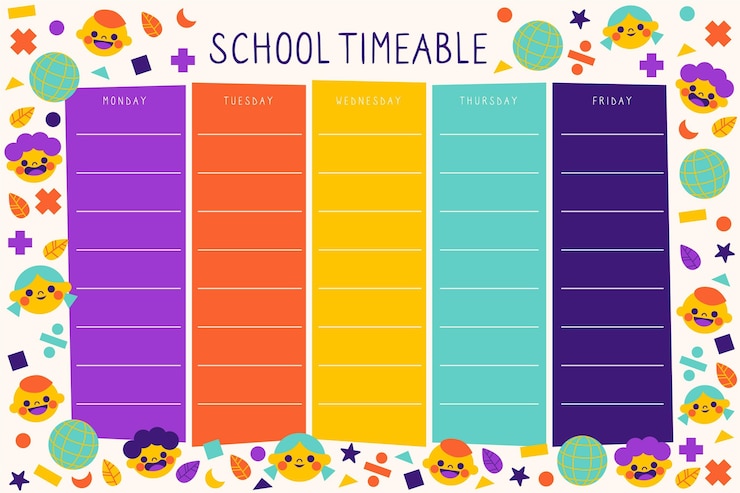 Free Vector flat design back to school timetable