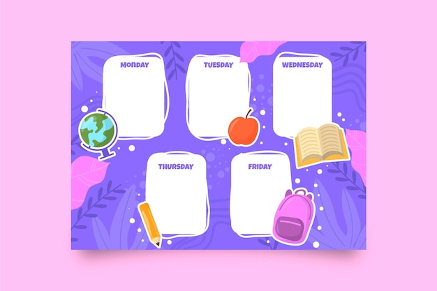 Flat design back to school timetable