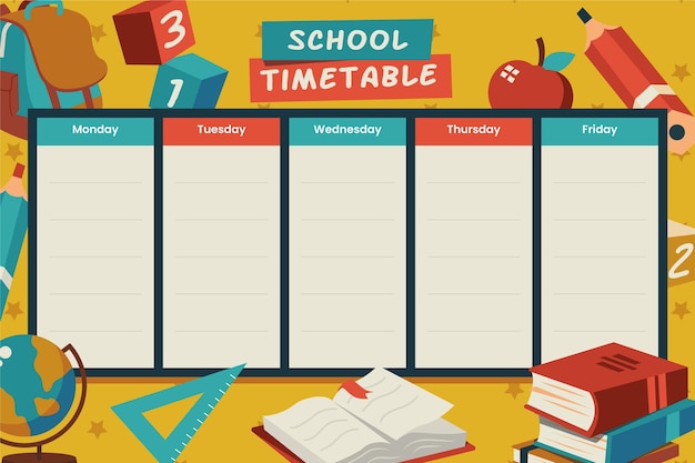 Flat design back to school timetable