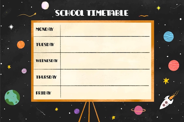 Flat design back to school timetable