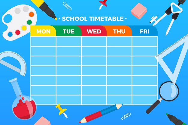 Flat design back to school timetable