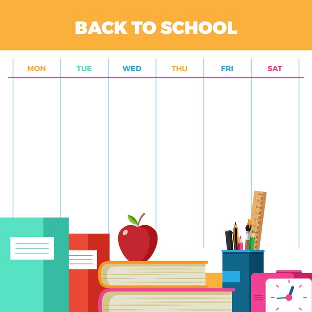 Flat design back to school timetable