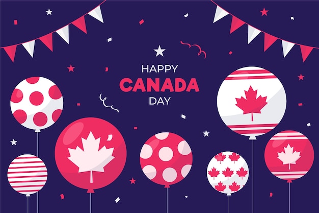 Плоский дизайн фона канады день воздушные шары