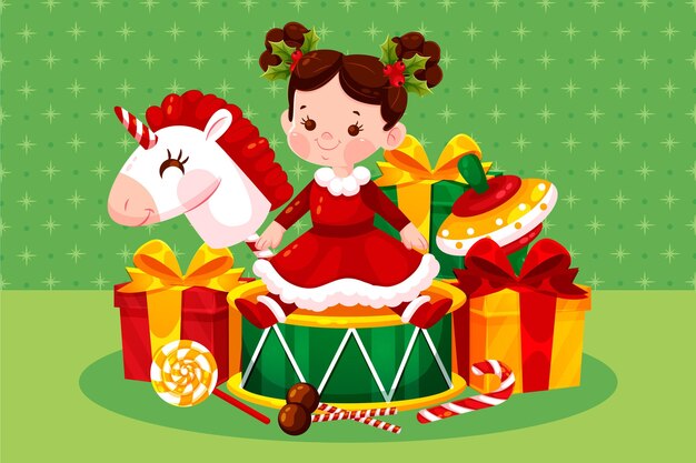 Flat design background christmas toys