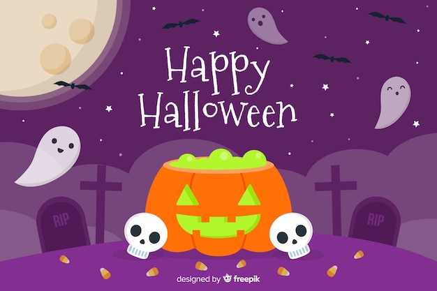 Flat design background for halloween