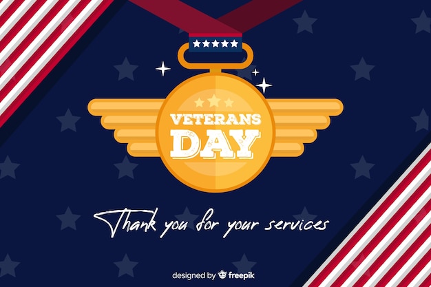 Free vector flat design background veterans day