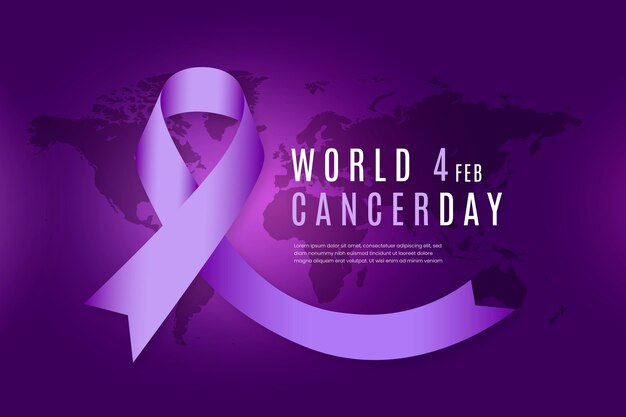 Flat design background world cancer day with ribbon