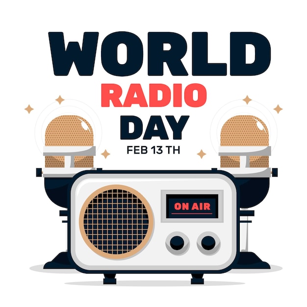 Всемирный день радио в плоском дизайне