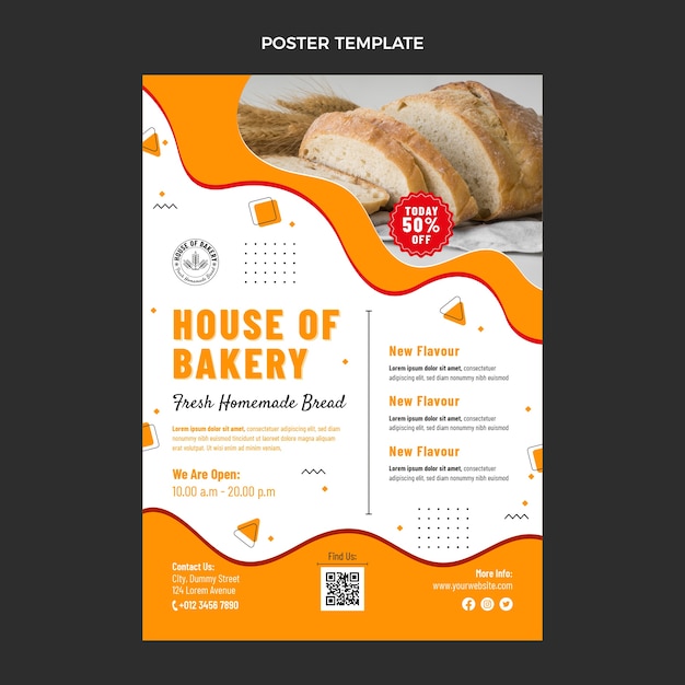 Flat design bakery poster template