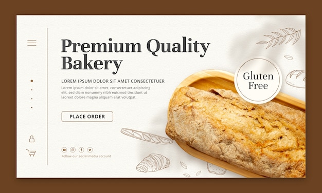 Free vector flat design bakery shop landing page template