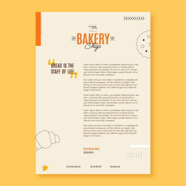 Flat design bakery shop letterhead