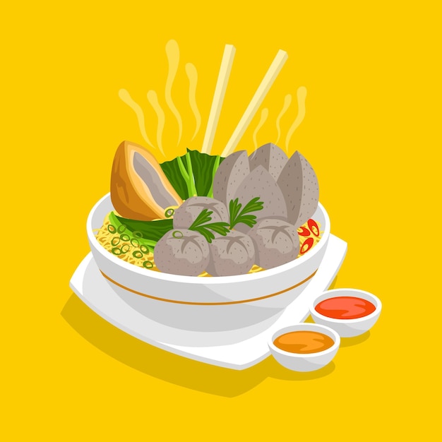 Free vector flat design bakso bowl