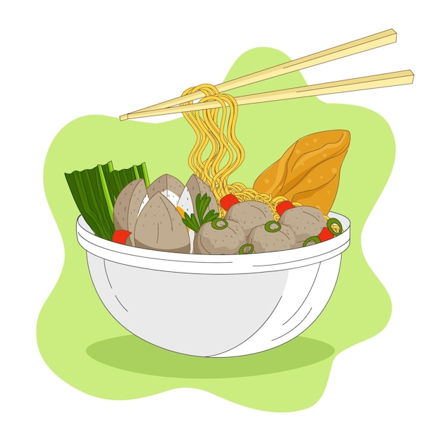 Free vector flat design bakso bowl