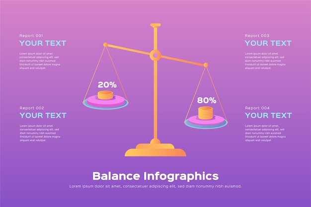 Free vector flat design of balance infographics illustrated