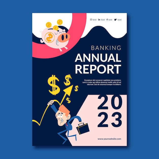 Flat design bank concept annual report