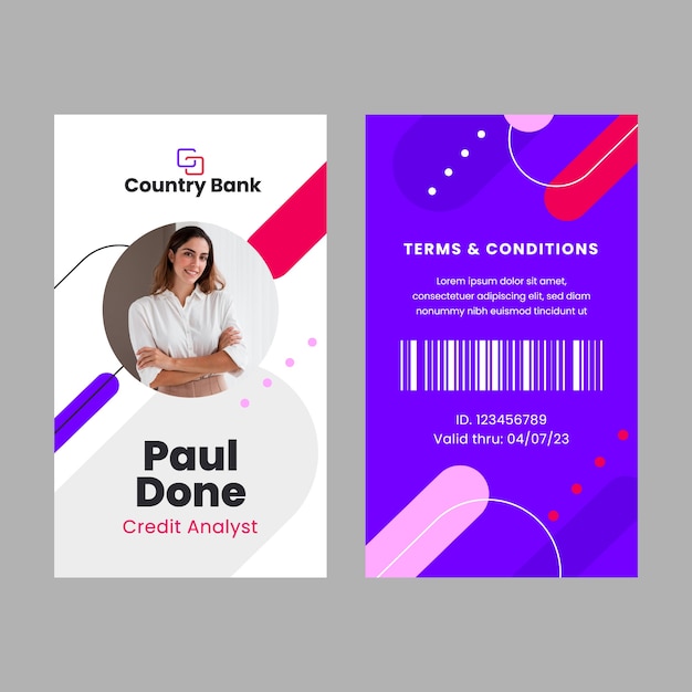 Free vector flat design bank concept  id card template