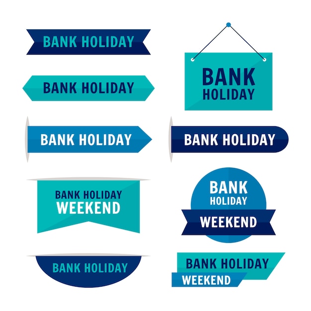 Free vector flat design bank holiday labels template