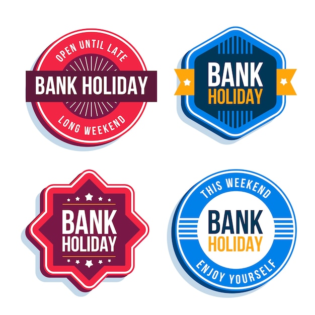 Free vector flat design bank holiday labels