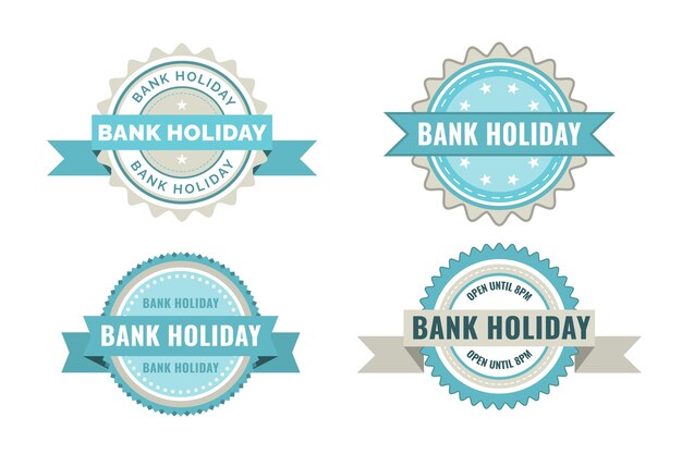 Free vector flat design bank holiday stamps set