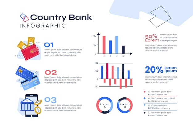 Free vector flat design banking business infographic