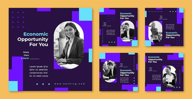flat design banking business instagram posts