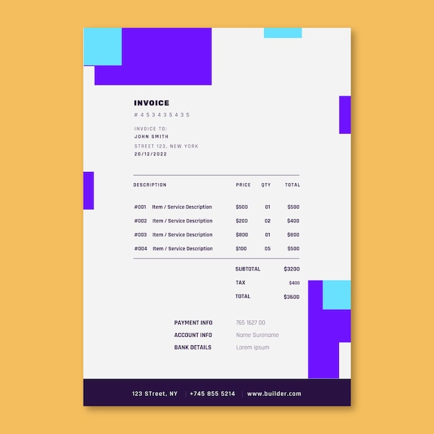 Flat design banking business invoice