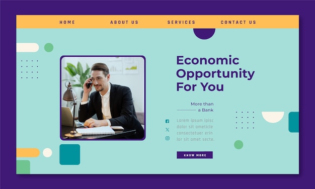 Flat design banking business  landing page