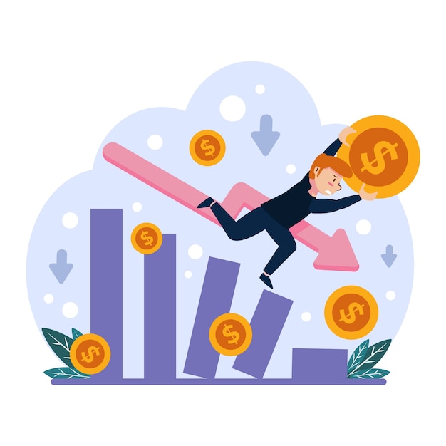 Flat design bankruptcy illustration theme