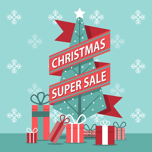 Flat design banner christmas super sale