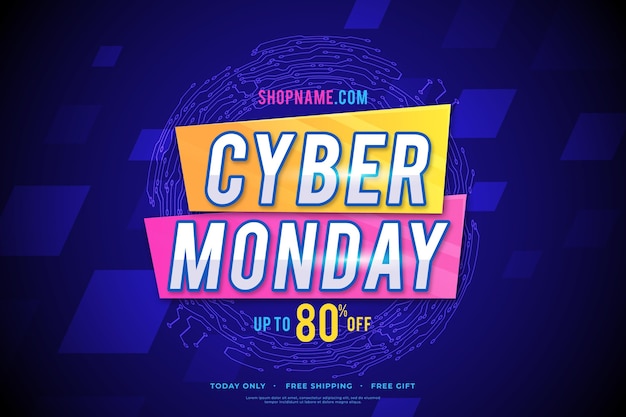 Flat design banner cyber monday