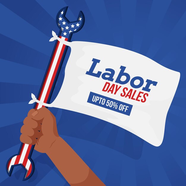 Flat design banner labor day sale