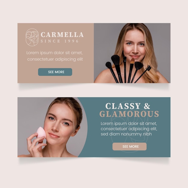 Flat design banner template with photo