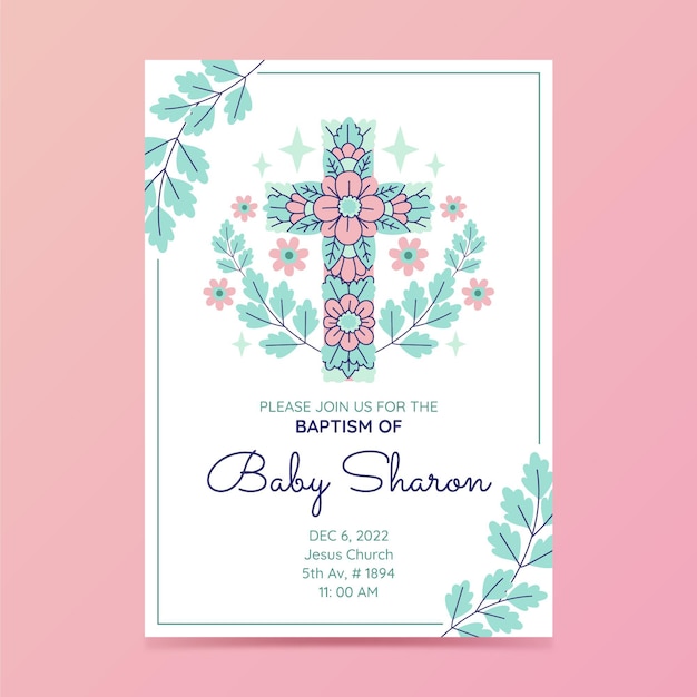 Free vector flat design baptism invitation