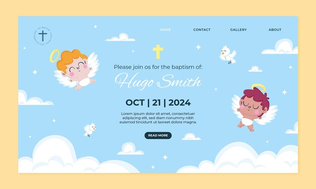 フラットなデザインのバプテスマ テンプレート