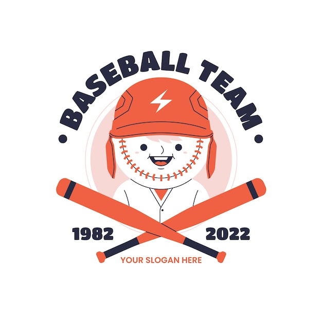 フラットなデザインの野球のロゴのテンプレート