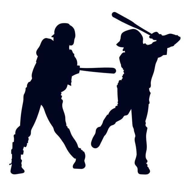 Иллюстрация силуэта бейсболиста с плоским дизайном