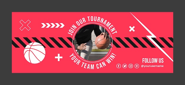 Flat design basketball facebook cover