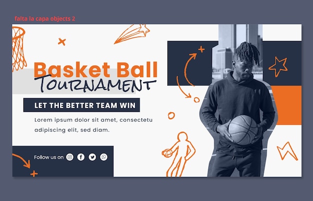 Post di facebook di basket design piatto