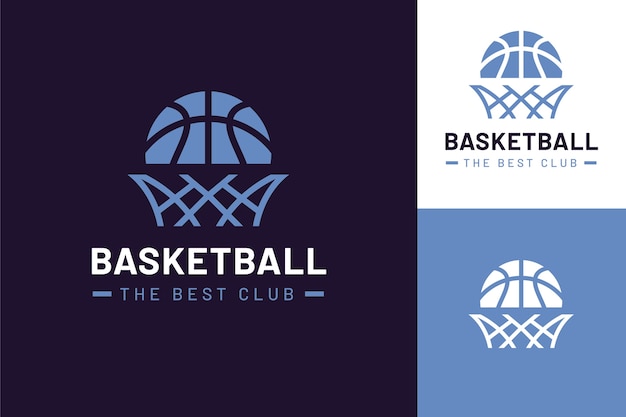 Шаблон баскетбольного логотипа в плоском дизайне