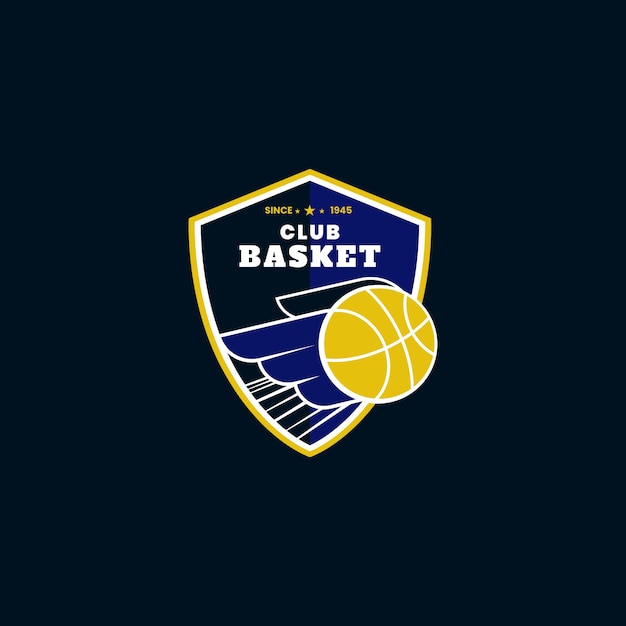 Vettore gratuito modello di logo di basket design piatto