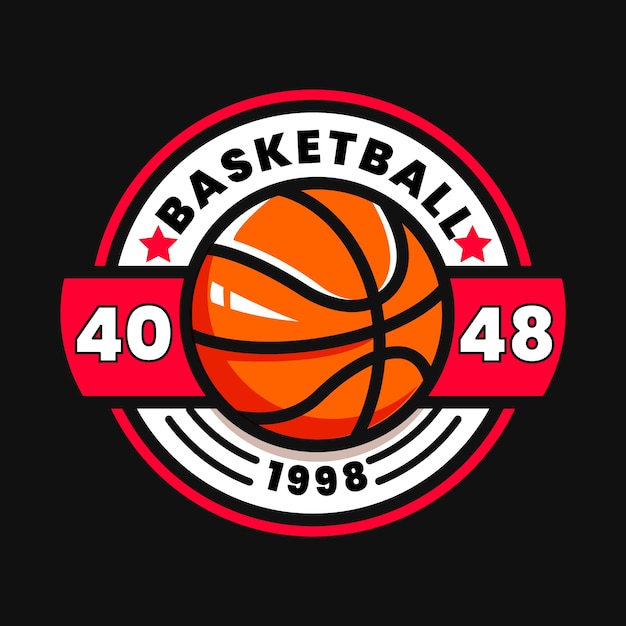 フラットなデザインのバスケットボールのロゴのテンプレート