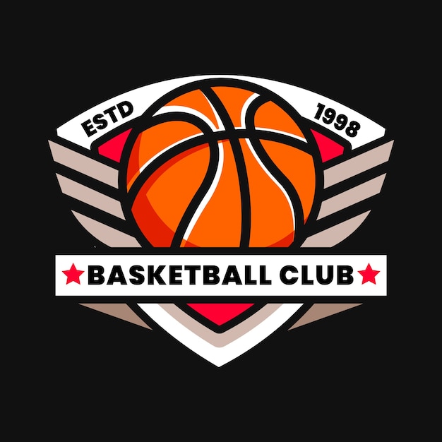 Vettore gratuito modello di logo di basket design piatto