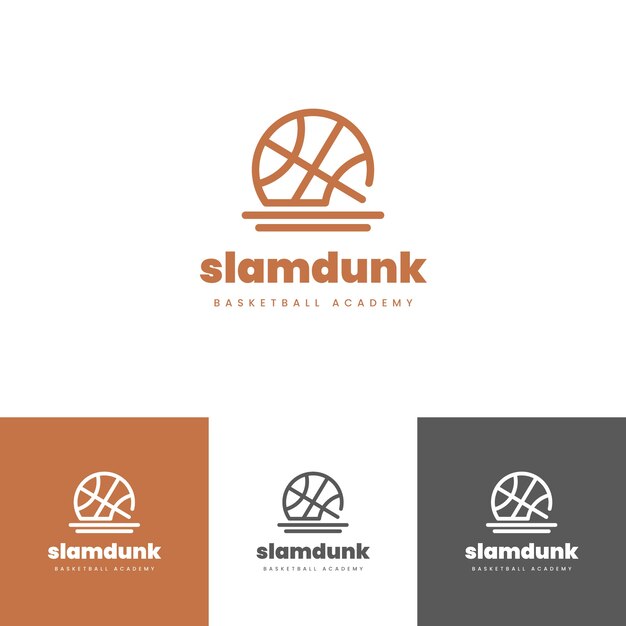 Шаблон баскетбольного логотипа в плоском дизайне
