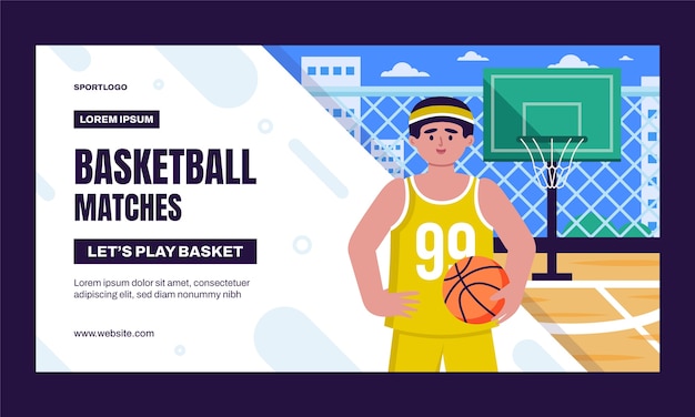 Il basket design piatto abbina il modello di facebook